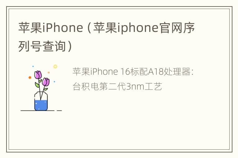 苹果iPhone（苹果iphone官网序列号查询）