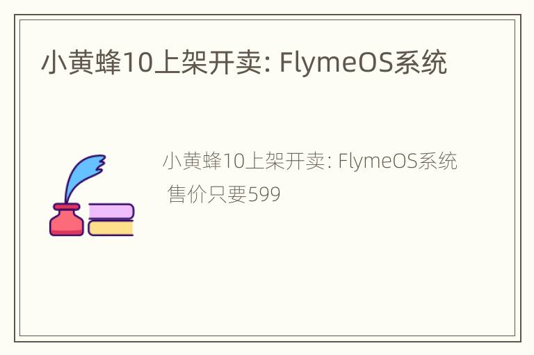 小黄蜂10上架开卖：FlymeOS系统