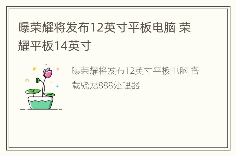 曝荣耀将发布12英寸平板电脑 荣耀平板14英寸