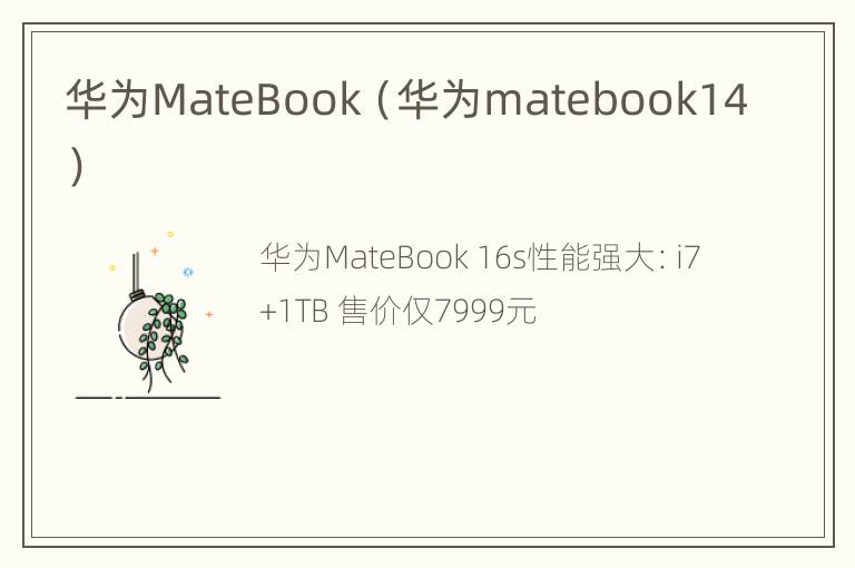 华为MateBook（华为matebook14）