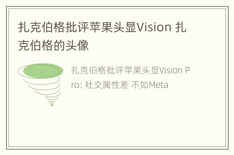 扎克伯格批评苹果头显Vision 扎克伯格的头像