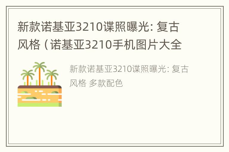 新款诺基亚3210谍照曝光：复古风格（诺基亚3210手机图片大全）