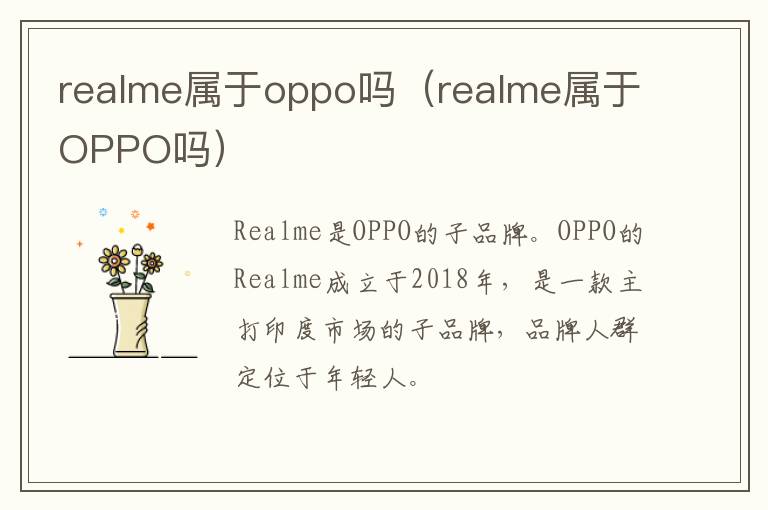 realme属于oppo吗（realme属于OPPO吗）