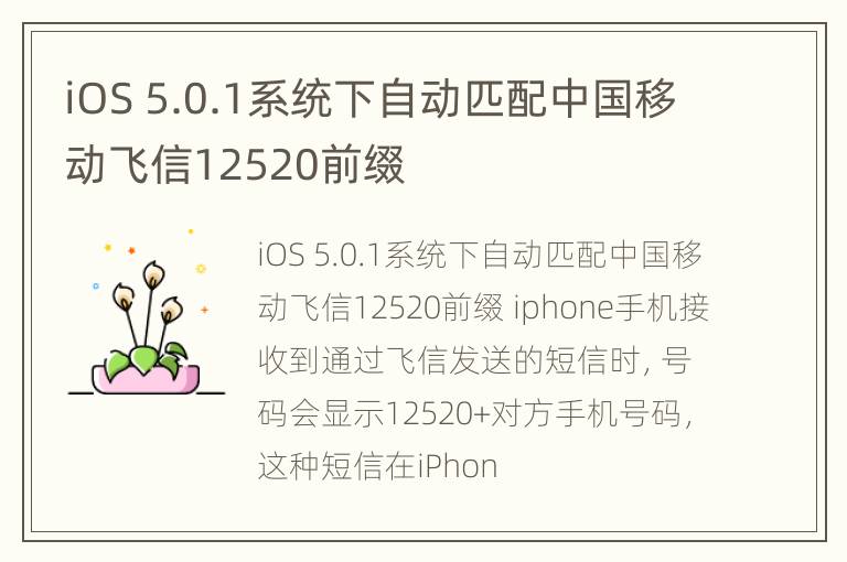 iOS 5.0.1系统下自动匹配中国移动飞信12520前缀