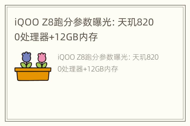 iQOO Z8跑分参数曝光：天玑8200处理器+12GB内存