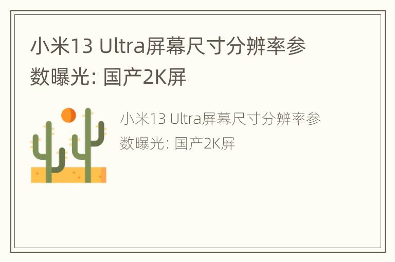 小米13 Ultra屏幕尺寸分辨率参数曝光：国产2K屏