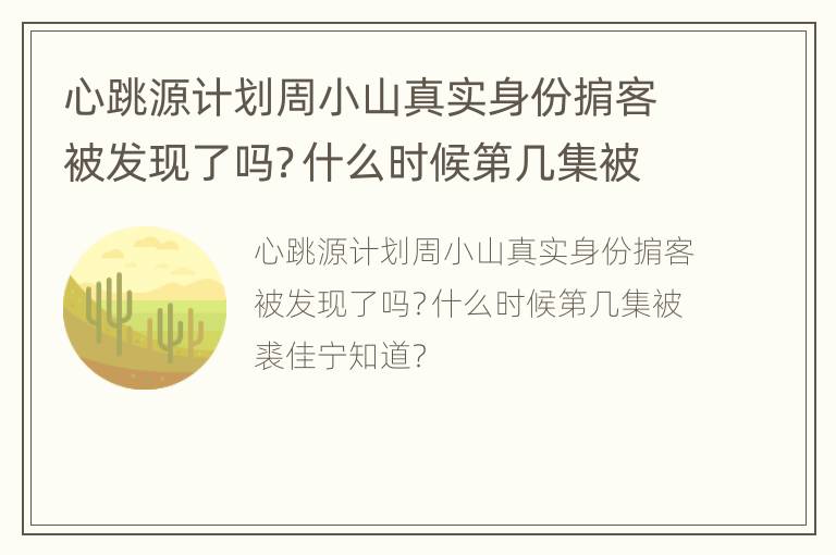 心跳源计划周小山真实身份掮客被发现了吗？什么时候第几集被裘佳宁知道？