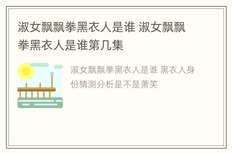 淑女飘飘拳黑衣人是谁 淑女飘飘拳黑衣人是谁第几集