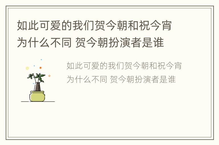 如此可爱的我们贺今朝和祝今宵为什么不同 贺今朝扮演者是谁