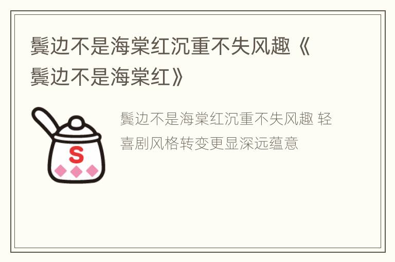 鬓边不是海棠红沉重不失风趣 《鬓边不是海棠红》