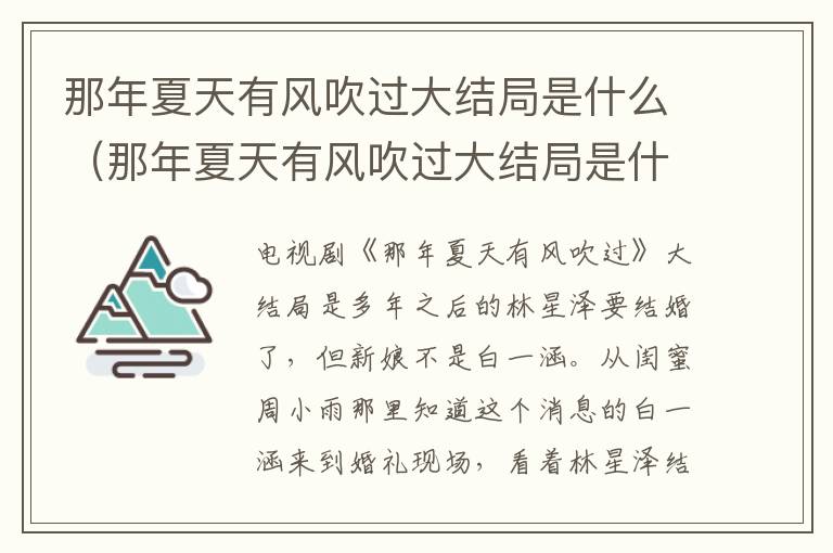 那年夏天有风吹过大结局是什么（那年夏天有风吹过大结局是什么意思）