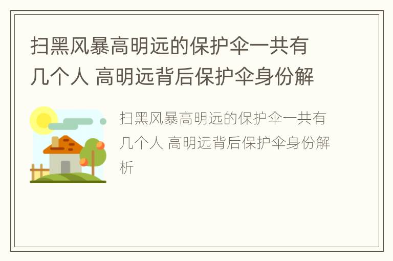 扫黑风暴高明远的保护伞一共有几个人 高明远背后保护伞身份解析