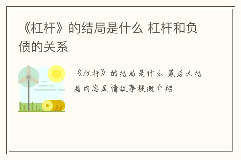 《杠杆》的结局是什么 杠杆和负债的关系