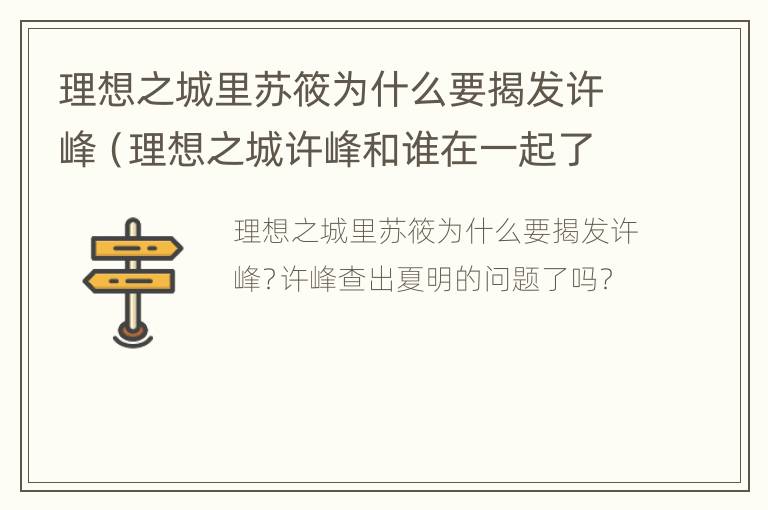 理想之城里苏筱为什么要揭发许峰（理想之城许峰和谁在一起了）