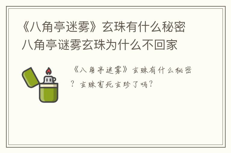 《八角亭迷雾》玄珠有什么秘密 八角亭谜雾玄珠为什么不回家