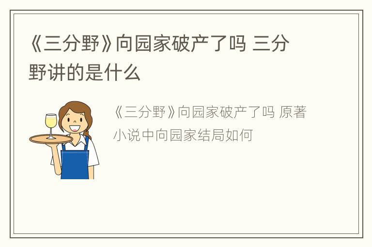 《三分野》向园家破产了吗 三分野讲的是什么