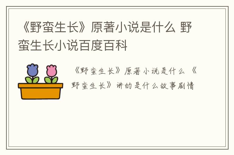 《野蛮生长》原著小说是什么 野蛮生长小说百度百科