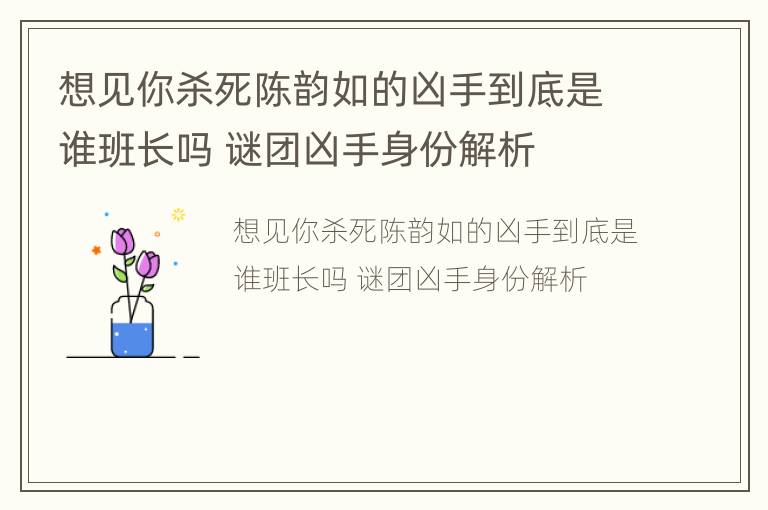 想见你杀死陈韵如的凶手到底是谁班长吗 谜团凶手身份解析