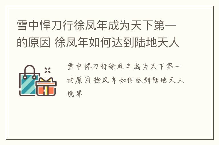 雪中悍刀行徐凤年成为天下第一的原因 徐凤年如何达到陆地天人境界