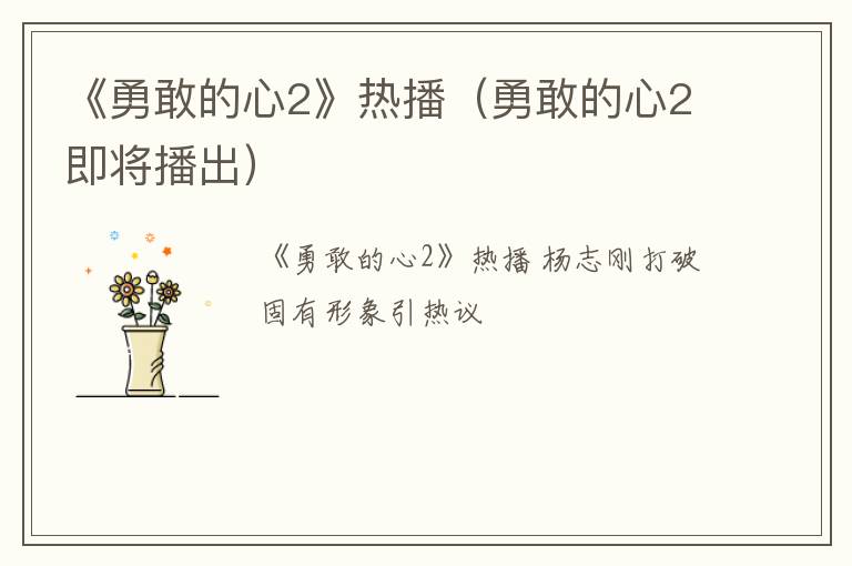 《勇敢的心2》热播（勇敢的心2即将播出）