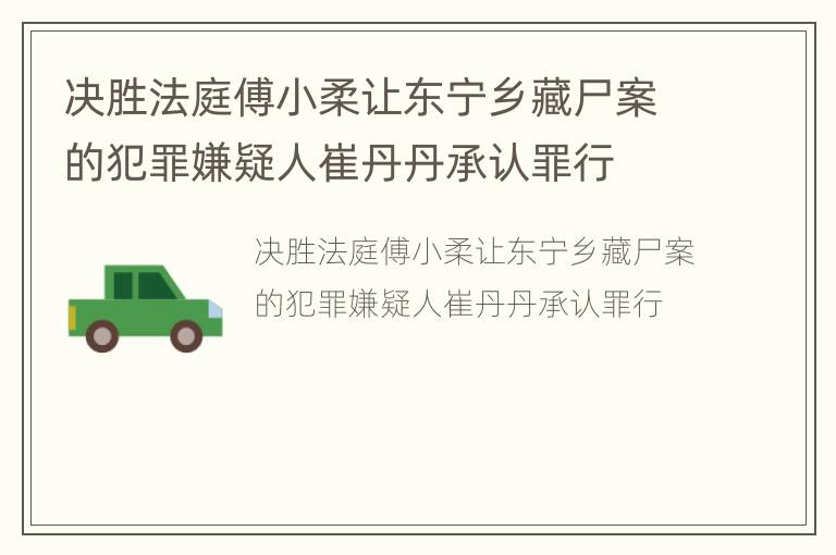 决胜法庭傅小柔让东宁乡藏尸案的犯罪嫌疑人崔丹丹承认罪行