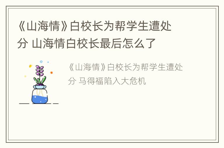 《山海情》白校长为帮学生遭处分 山海情白校长最后怎么了