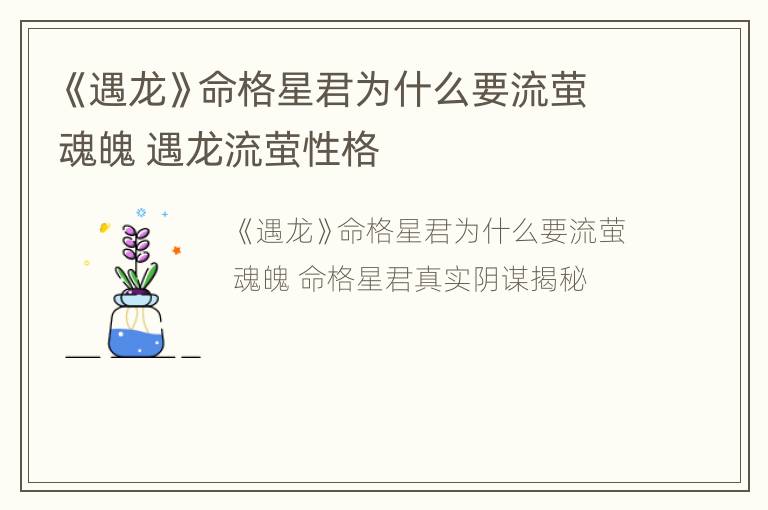 《遇龙》命格星君为什么要流萤魂魄 遇龙流萤性格