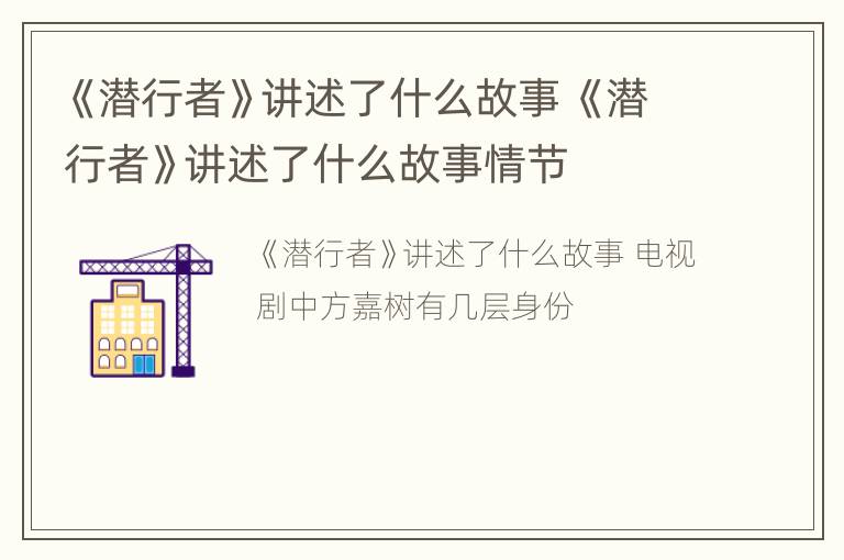 《潜行者》讲述了什么故事 《潜行者》讲述了什么故事情节