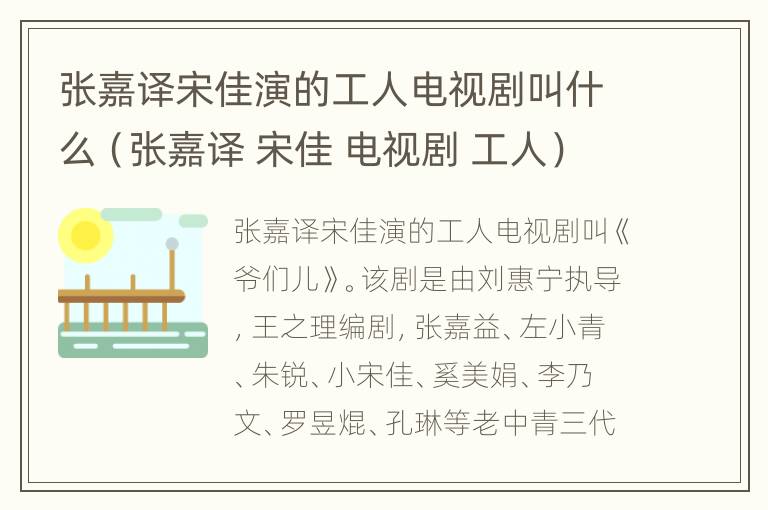 张嘉译宋佳演的工人电视剧叫什么（张嘉译 宋佳 电视剧 工人）