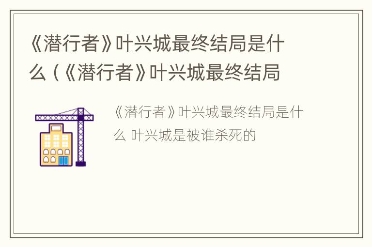 《潜行者》叶兴城最终结局是什么（《潜行者》叶兴城最终结局是什么意思）