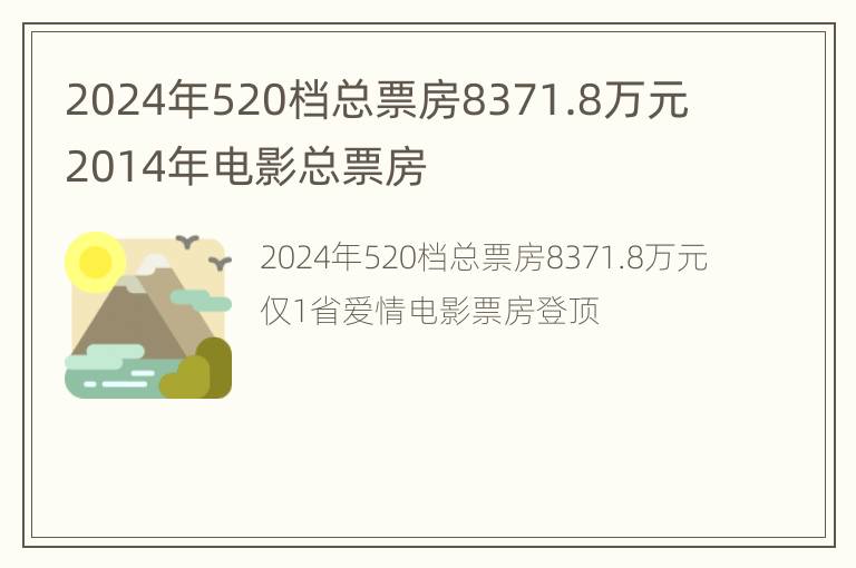 2024年520档总票房8371.8万元 2014年电影总票房