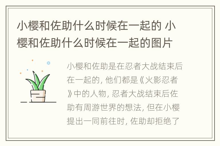 小樱和佐助什么时候在一起的 小樱和佐助什么时候在一起的图片