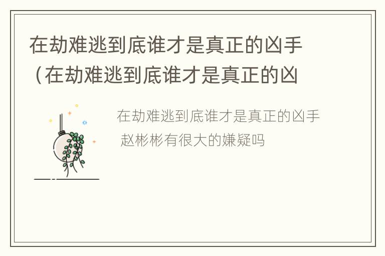 在劫难逃到底谁才是真正的凶手（在劫难逃到底谁才是真正的凶手呢）