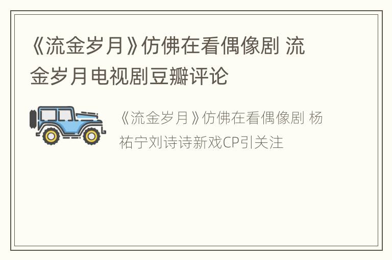 《流金岁月》仿佛在看偶像剧 流金岁月电视剧豆瓣评论