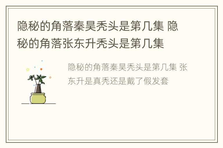 隐秘的角落秦昊秃头是第几集 隐秘的角落张东升秃头是第几集