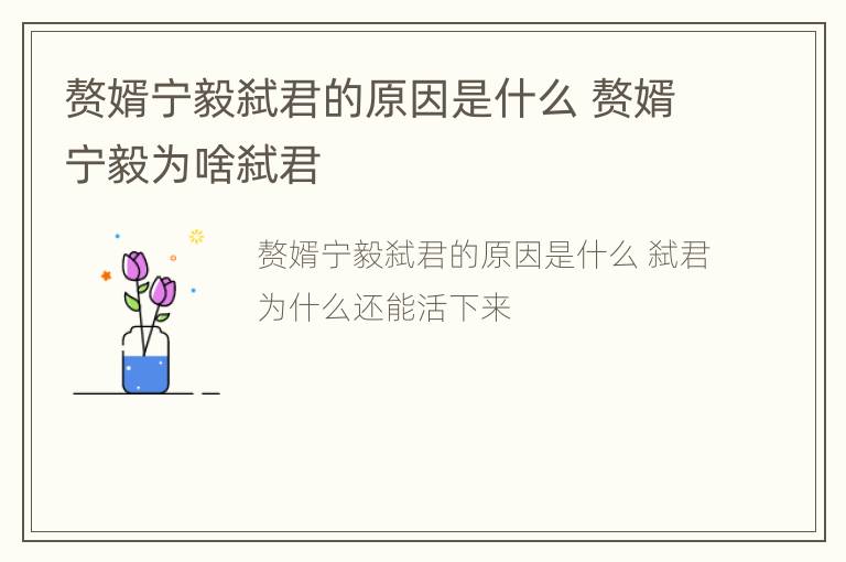 赘婿宁毅弑君的原因是什么 赘婿宁毅为啥弑君