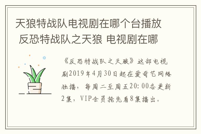 天狼特战队电视剧在哪个台播放 反恐特战队之天狼 电视剧在哪个电台放的?