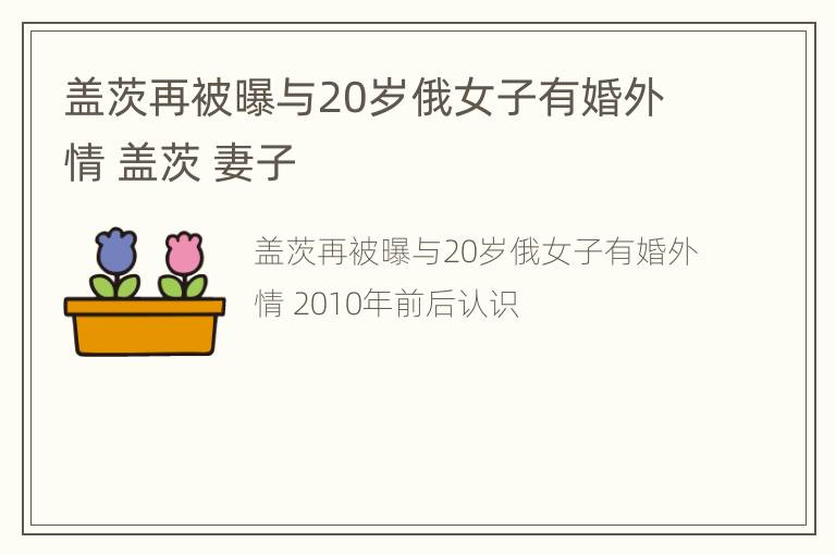 盖茨再被曝与20岁俄女子有婚外情 盖茨 妻子