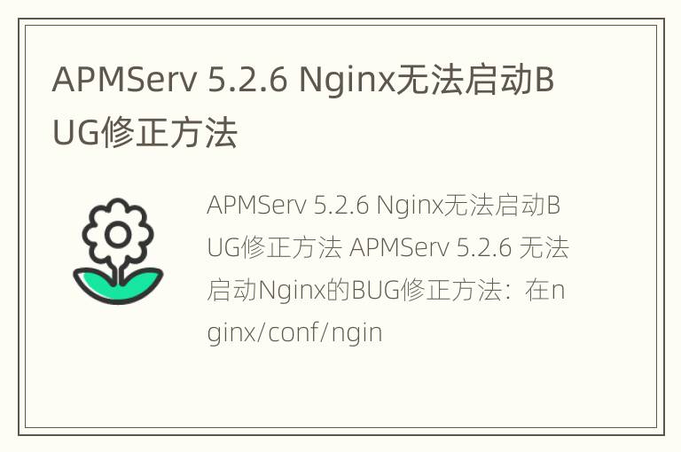 APMServ 5.2.6 Nginx无法启动BUG修正方法