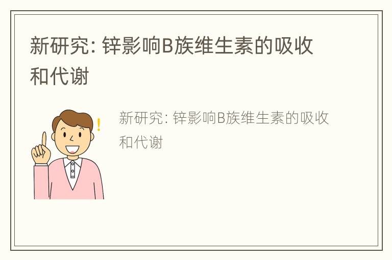 新研究：锌影响B族维生素的吸收和代谢