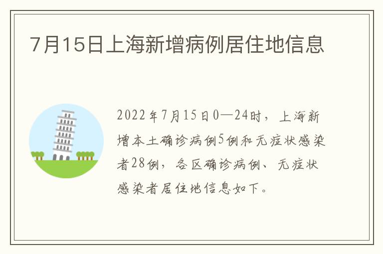 7月15日上海新增病例居住地信息