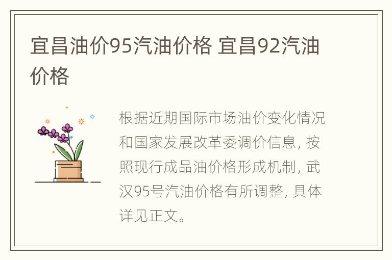 宜昌油价95汽油价格 宜昌92汽油价格