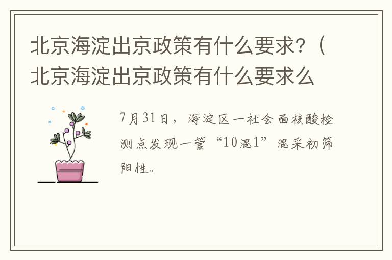 北京海淀出京政策有什么要求?（北京海淀出京政策有什么要求么）