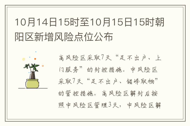 10月14日15时至10月15日15时朝阳区新增风险点位公布