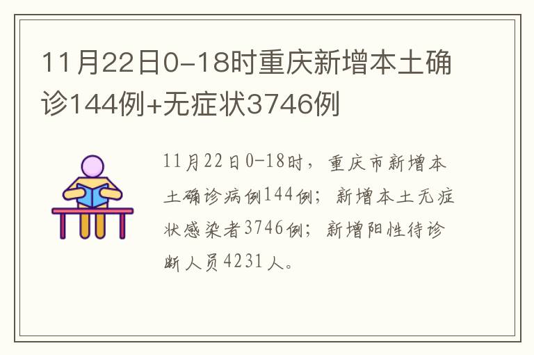 11月22日0-18时重庆新增本土确诊144例+无症状3746例