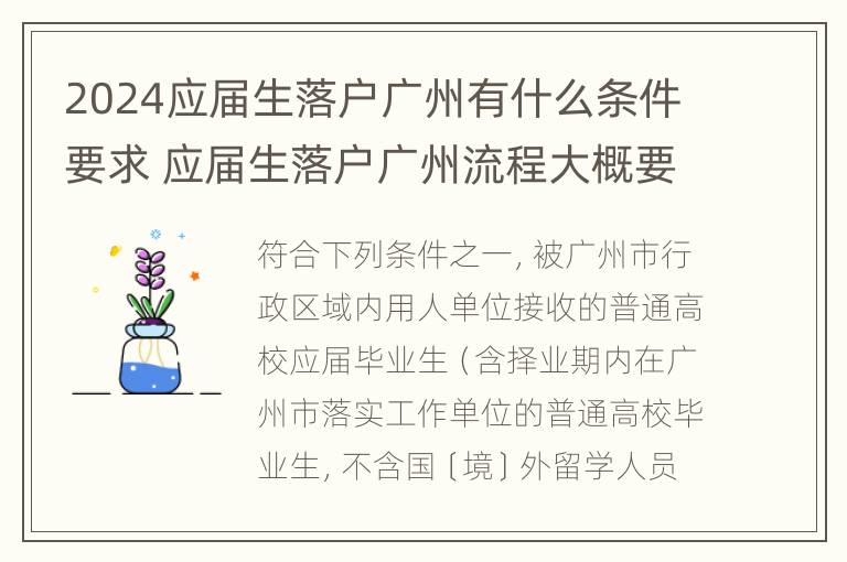 2024应届生落户广州有什么条件要求 应届生落户广州流程大概要多久