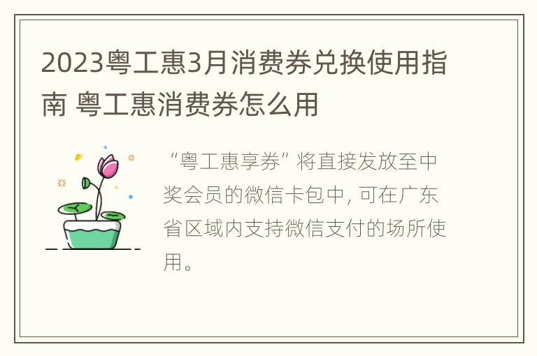 2023粤工惠3月消费券兑换使用指南 粤工惠消费券怎么用