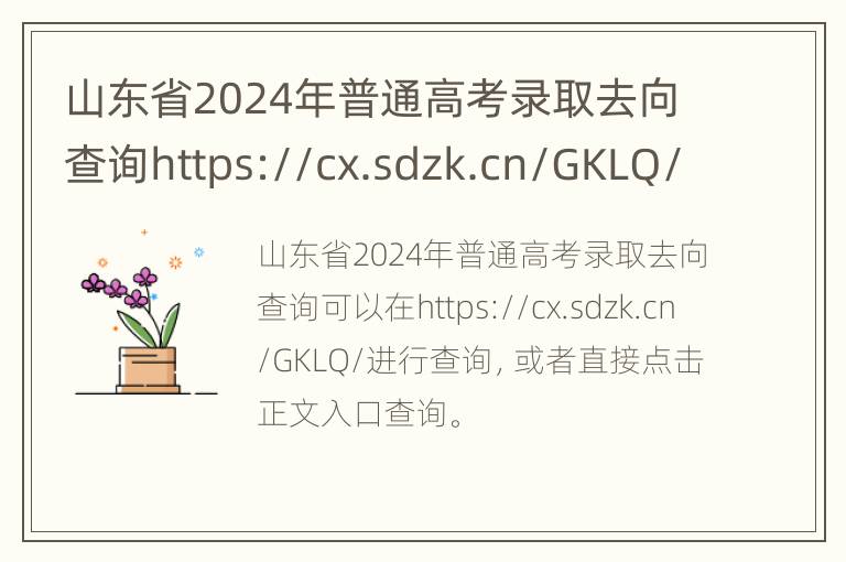 山东省2024年普通高考录取去向查询https://cx.sdzk.cn/GKLQ/