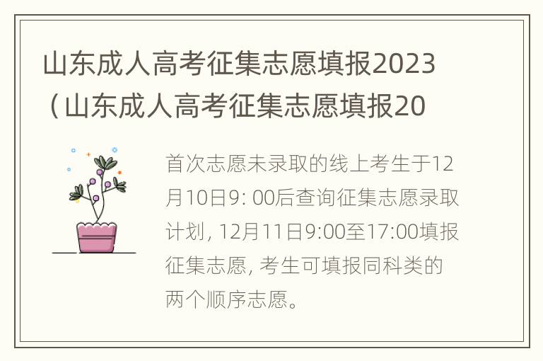 山东成人高考征集志愿填报2023（山东成人高考征集志愿填报2023报名）