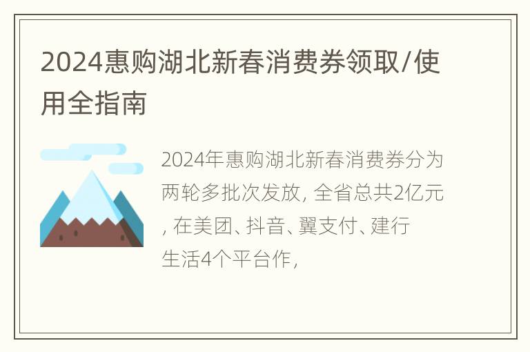 2024惠购湖北新春消费券领取/使用全指南